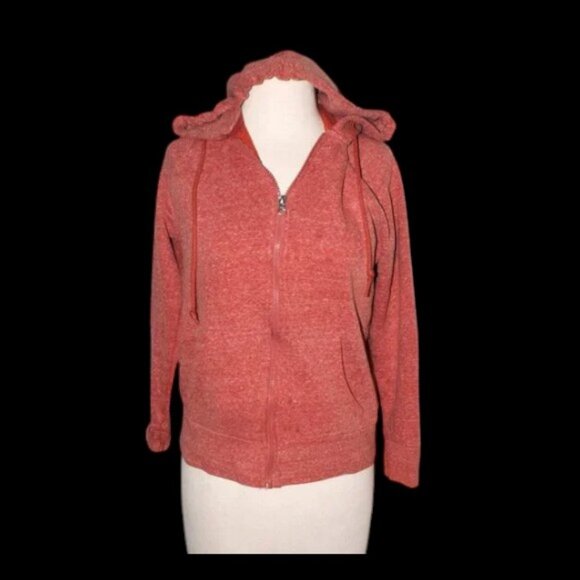 Time & Ture Red Hoodie Zip Front - Picture 1 of 5